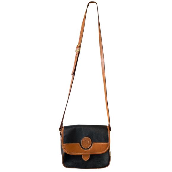 Vintage Delane Crossbody Bag Black & Tan Leather - Picture 2 of 11